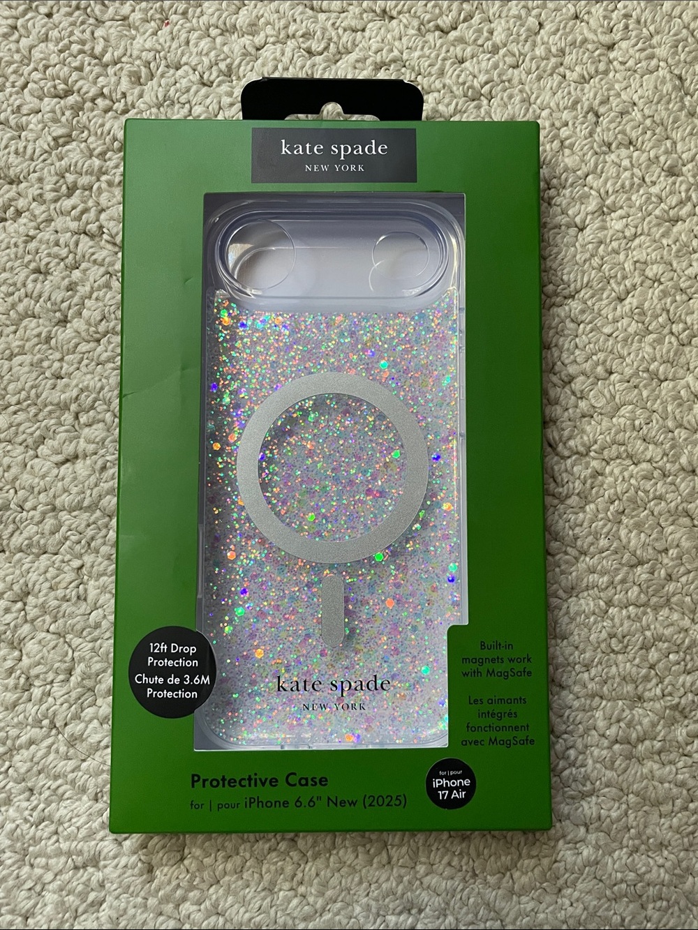 Kate Spade IPhone 17 Air Clear Glitter Case